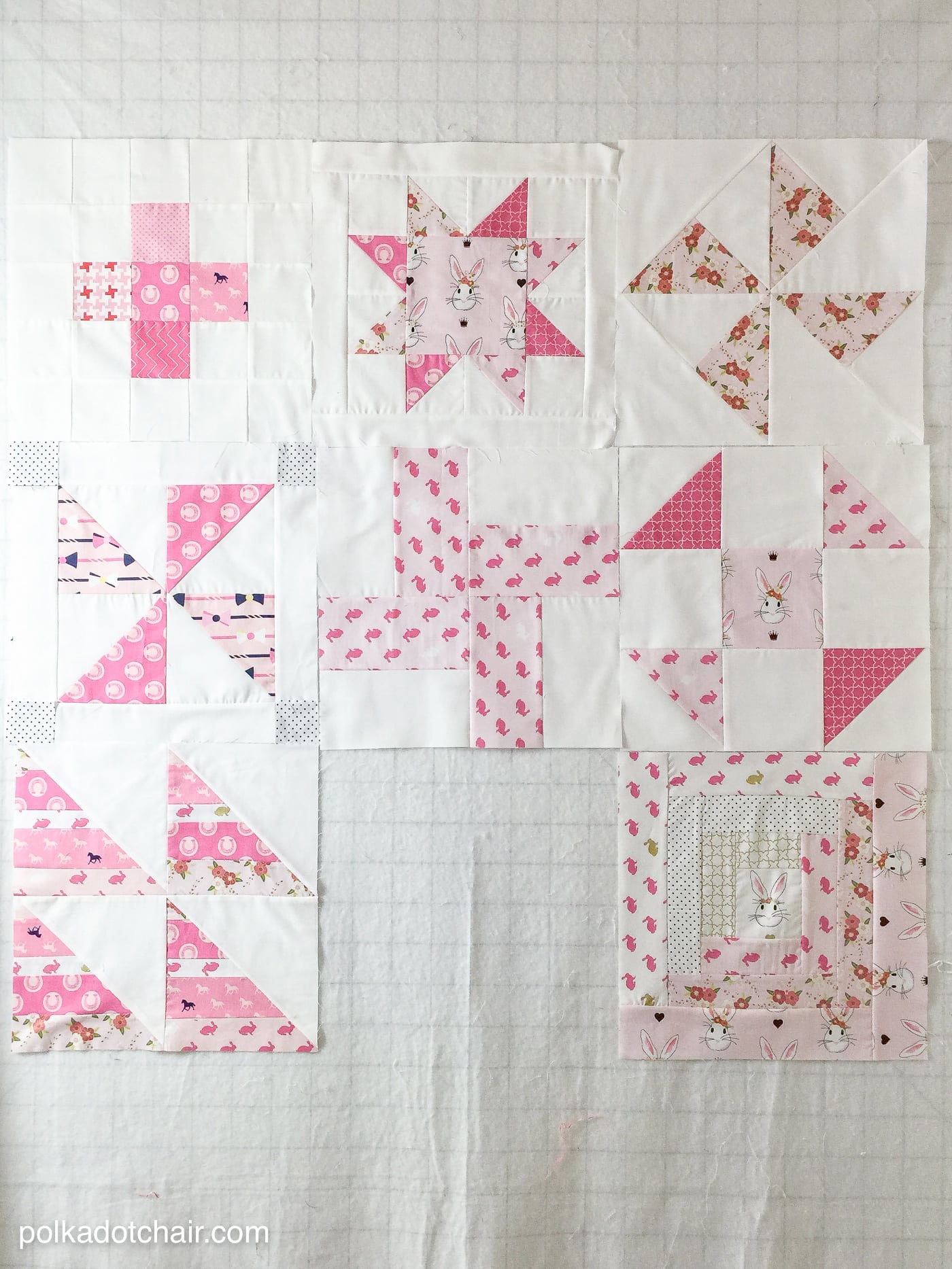 Free Quilt Tutorial and Pattern for a Log Cabin Quilt block; the April Block of the Month offered on the Polka Dot Chair Blog - So many cute quilt block ideas!