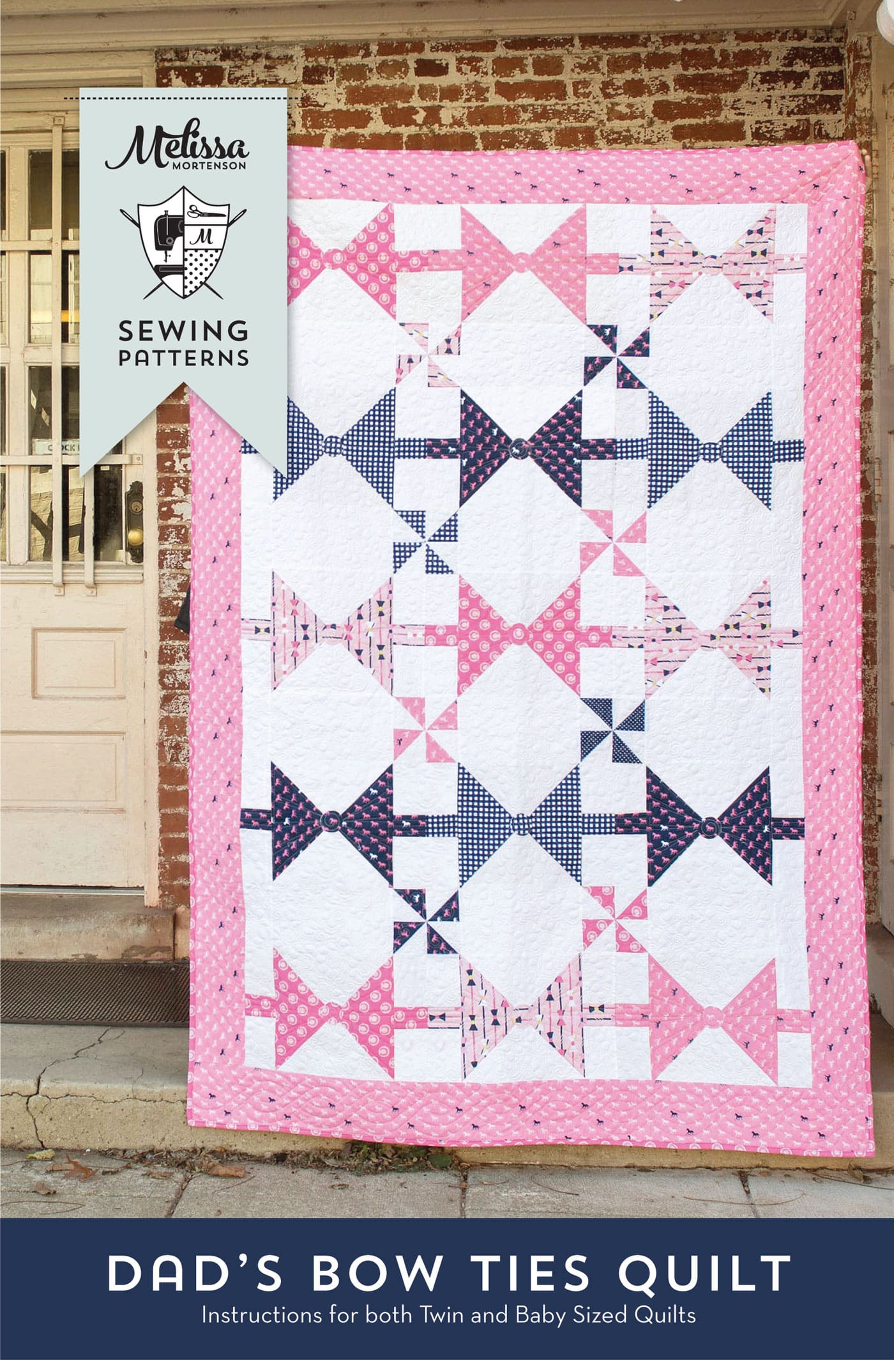 Dad's Bow Tie Quilt pattern; available in both twin or baby quilt size. Great quilt project for a beginning or intermediate quilter