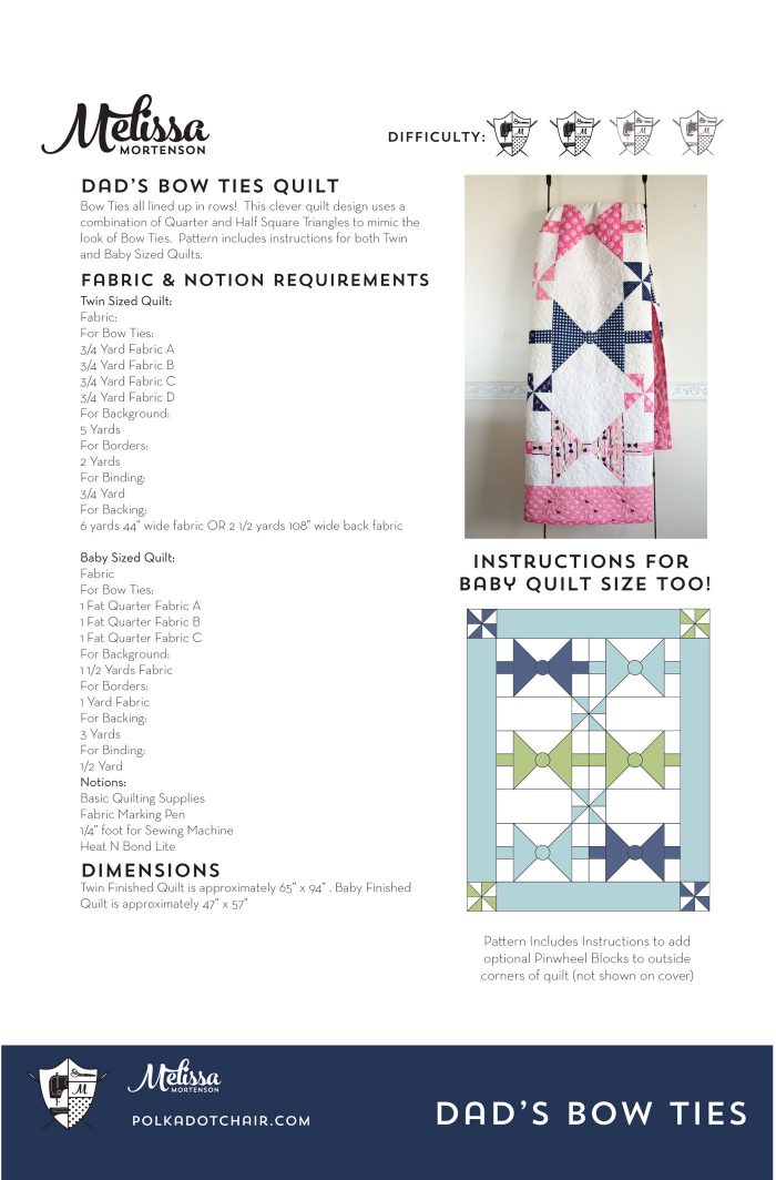 The Dad's Bow Ties Quilt Pattern - The Polka Dot Chair