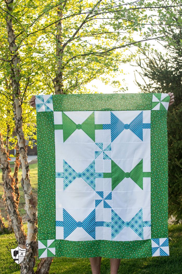 Dad's Bow Tie Quilt pattern; available in both twin or baby quilt size. Great quilt project for a beginning or intermediate quilter