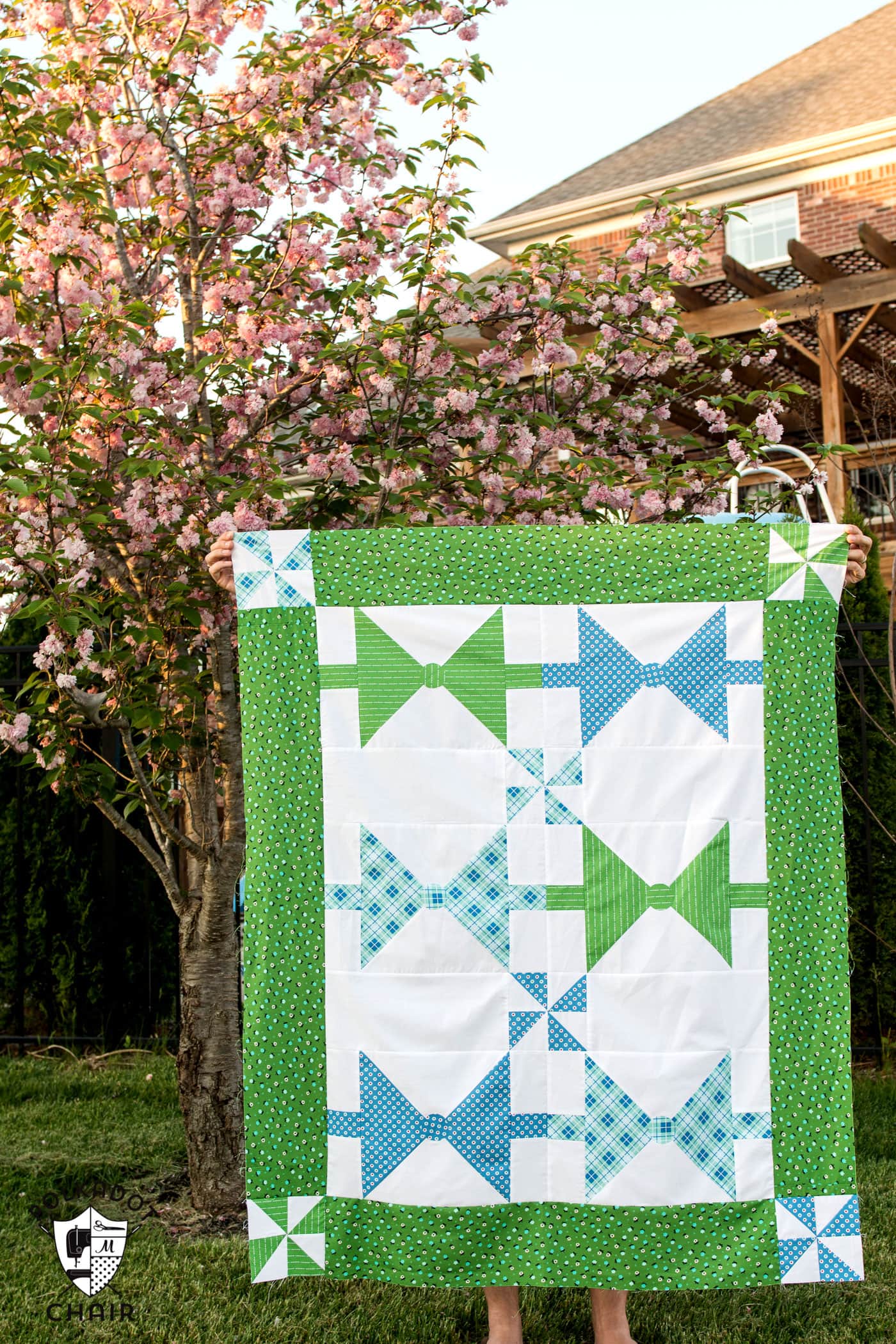 Dad's Bow Tie Quilt pattern; available in both twin or baby quilt size. Great quilt project for a beginning or intermediate quilter