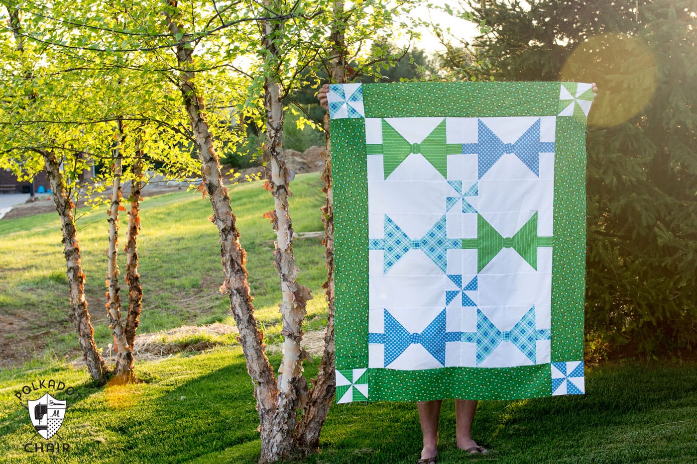 Dad's Bow Tie Quilt pattern; available in both twin or baby quilt size. Great quilt project for a beginning or intermediate quilter