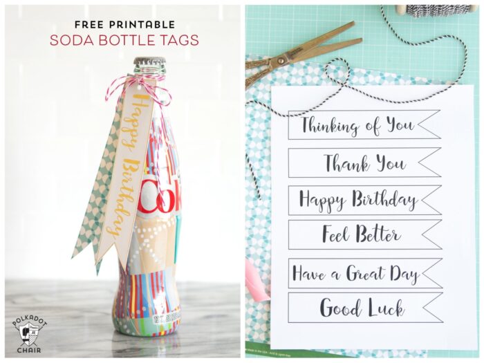 Free Printable Diet Coke Gift Tags; perfect for gifts for teachers - lots of cute gift ideas for friends or neighbors too. Love the Happy Birthday Tags!