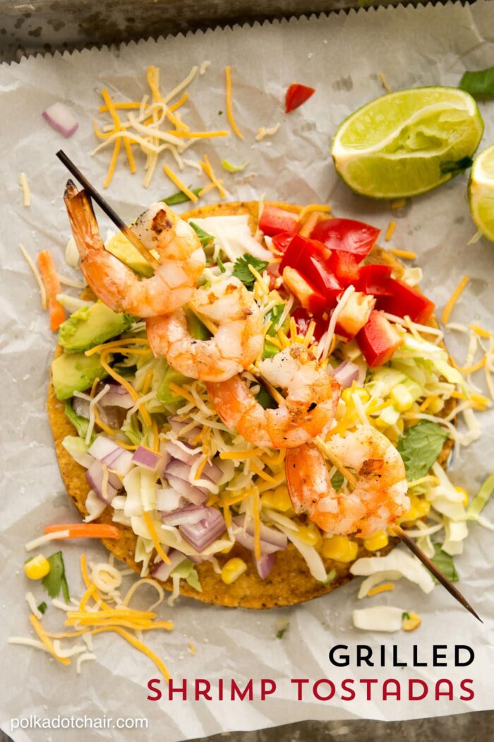 Grilled Shrimp Tostadas Recipe- great easy, fresh and simple Mexican food recipe for weeknights! 