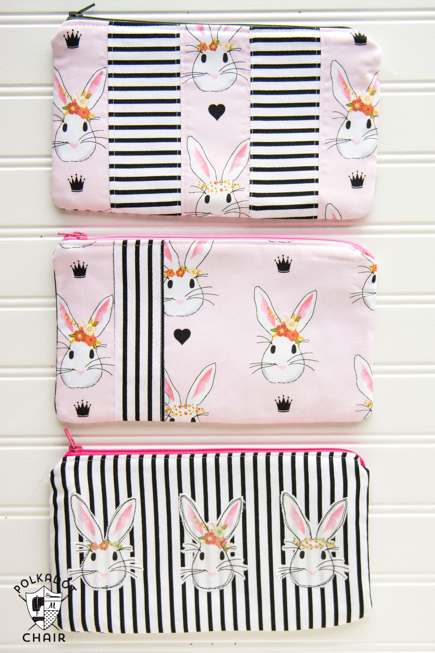 Learn how to take one simple zip pouch sewing pattern and make a few changes to create 3 different variations! So cute!!