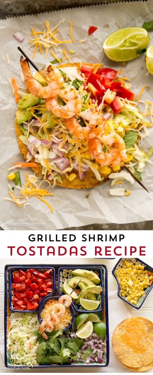 Grilled Shrimp Tostadas Recipe- great easy, fresh and simple Mexican food recipe for weeknights!