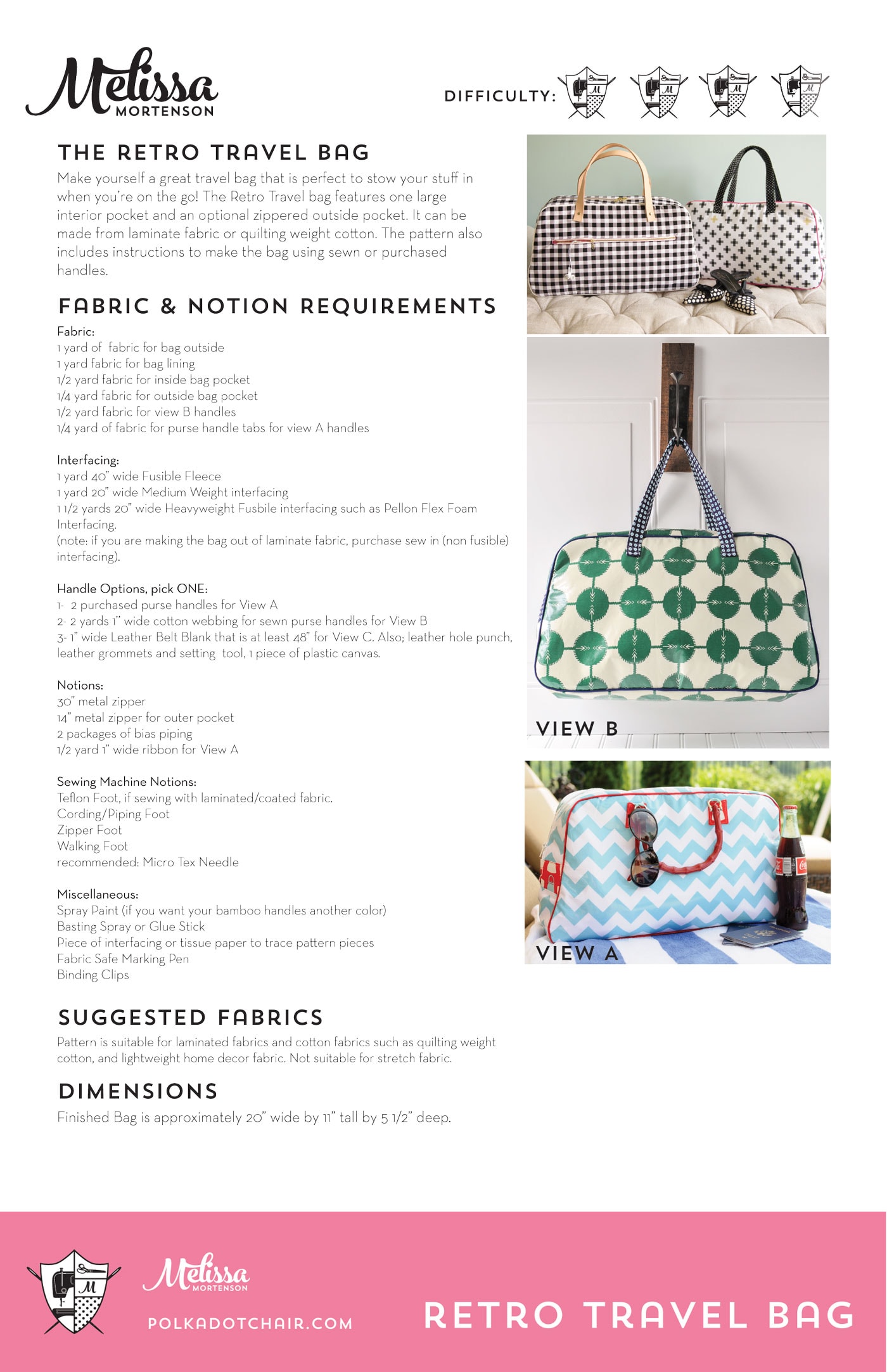 Refreshed Retro Travel Bag Sewing Pattern The Polka Dot Chair