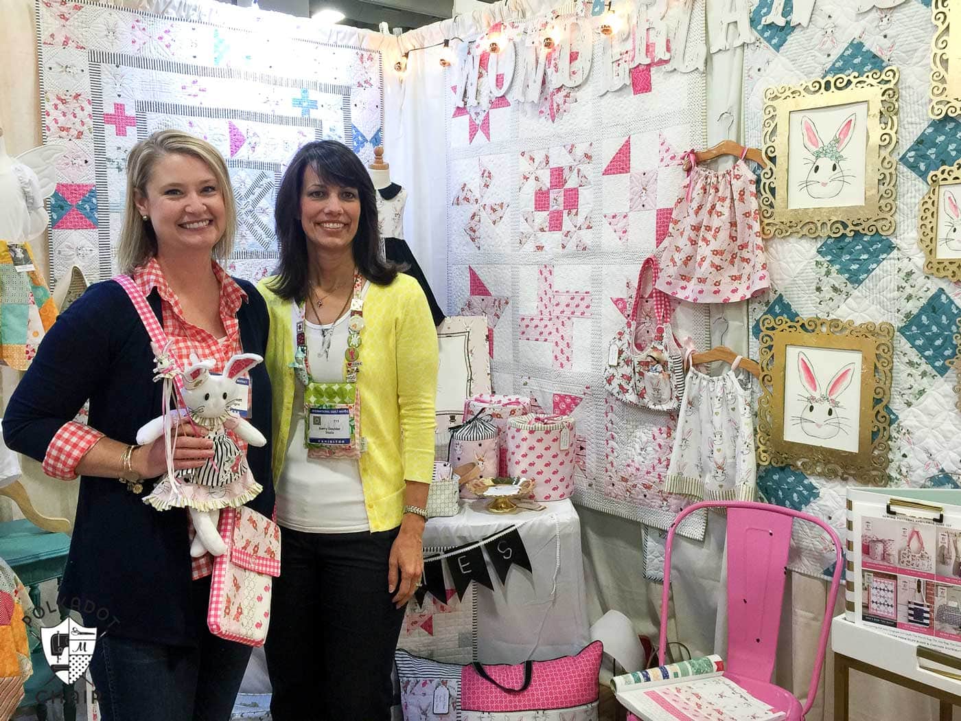 Photos from the Riley Blake booth at Spring Quilt market, lots of cute sewing and quilting projects using Wonderland Fabric