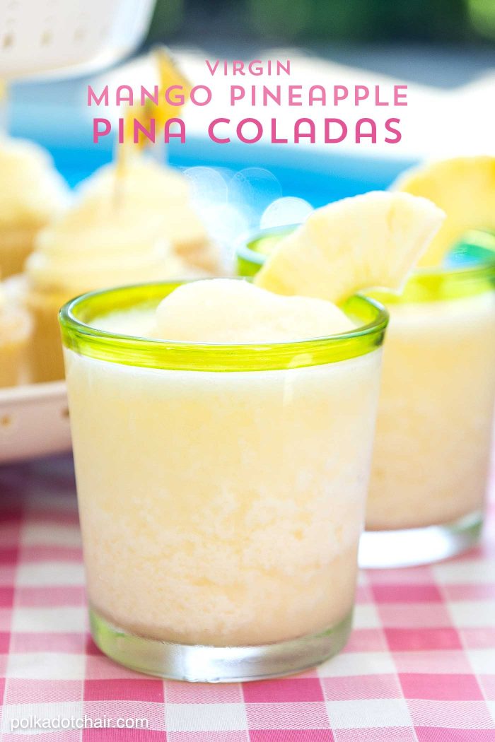 Lots of fun ideas to throw a backyard flamingo themed pool party, including free printable silverware containers and a recipe for pineapple and mango virgin pina coladas 