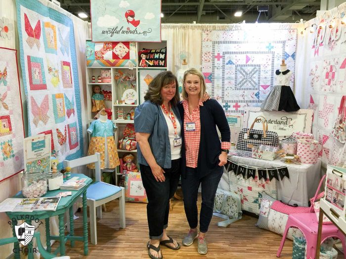 Photos from the Riley Blake booth at Spring Quilt market, lots of cute sewing and quilting projects using Wonderland Fabric