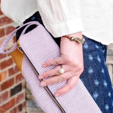 Seersucker & Leather Fold Over Clutch DIY