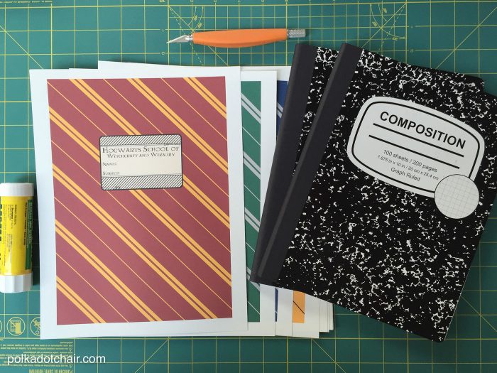 DIY Hogwarts Inspired House Notebooks; Harry Potter Craft Idea The