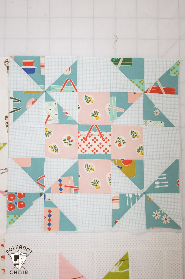The July Quilt Block of the Month; the Ohio Star Quilt Block, includes full measurements and directions to make the block.