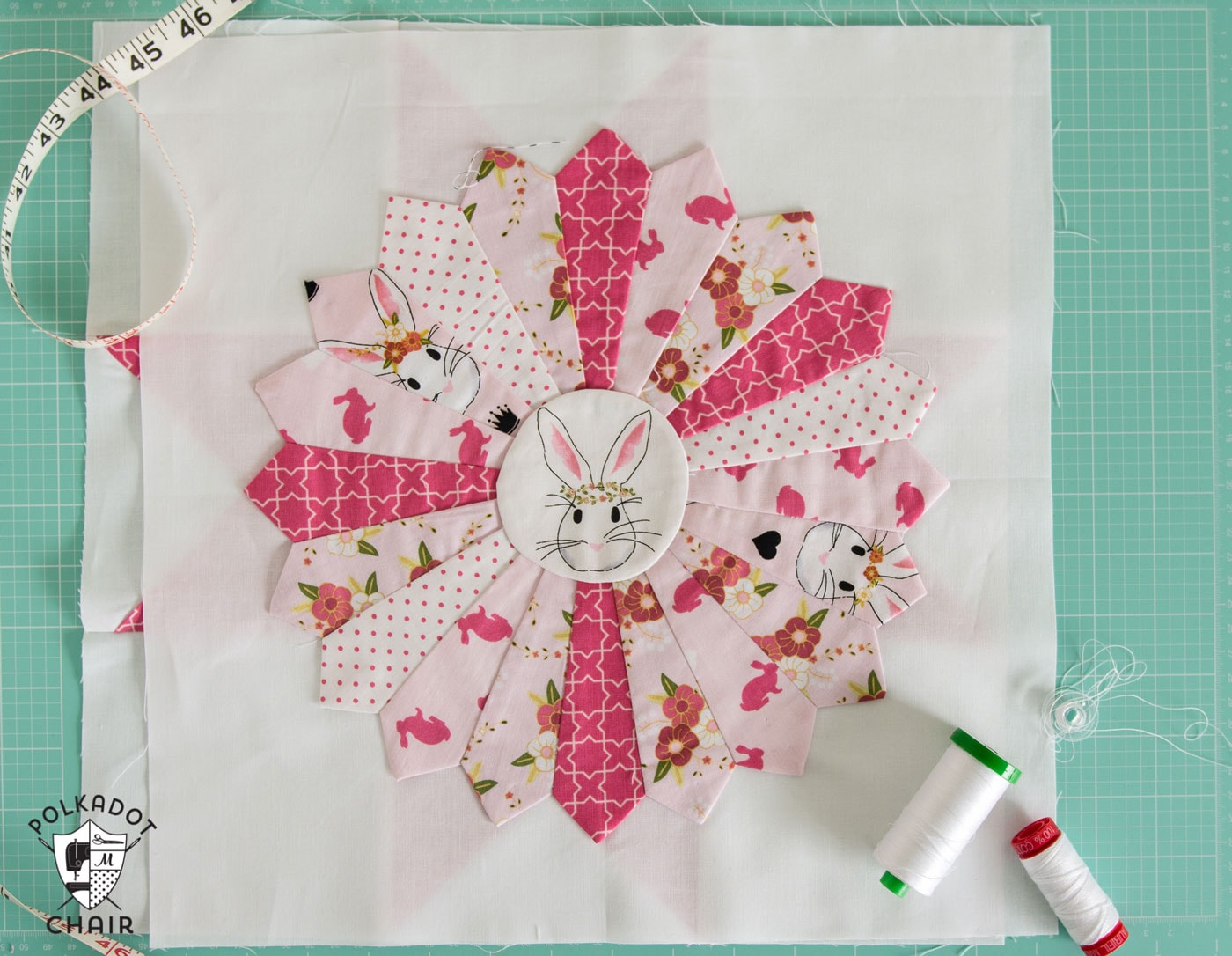 Free Tutorial for a Dresden Quilt Block; the August Block of the month featured on polkadotchair.com