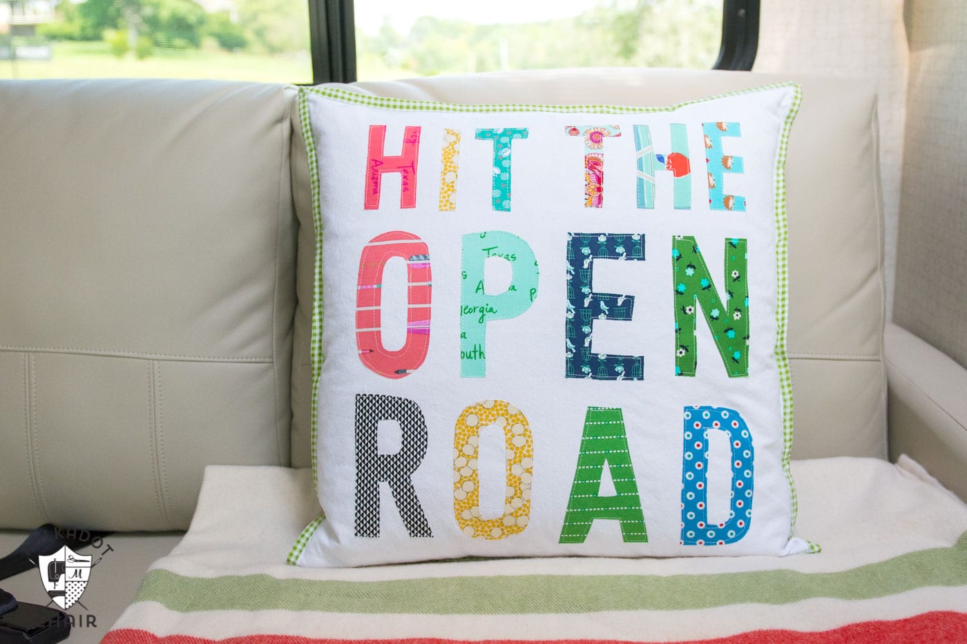 Free tutorial for a Hit the Open Road pillow, a fun DIY project for an RV or camper. Plus why our family loves to "Go RV'ing"