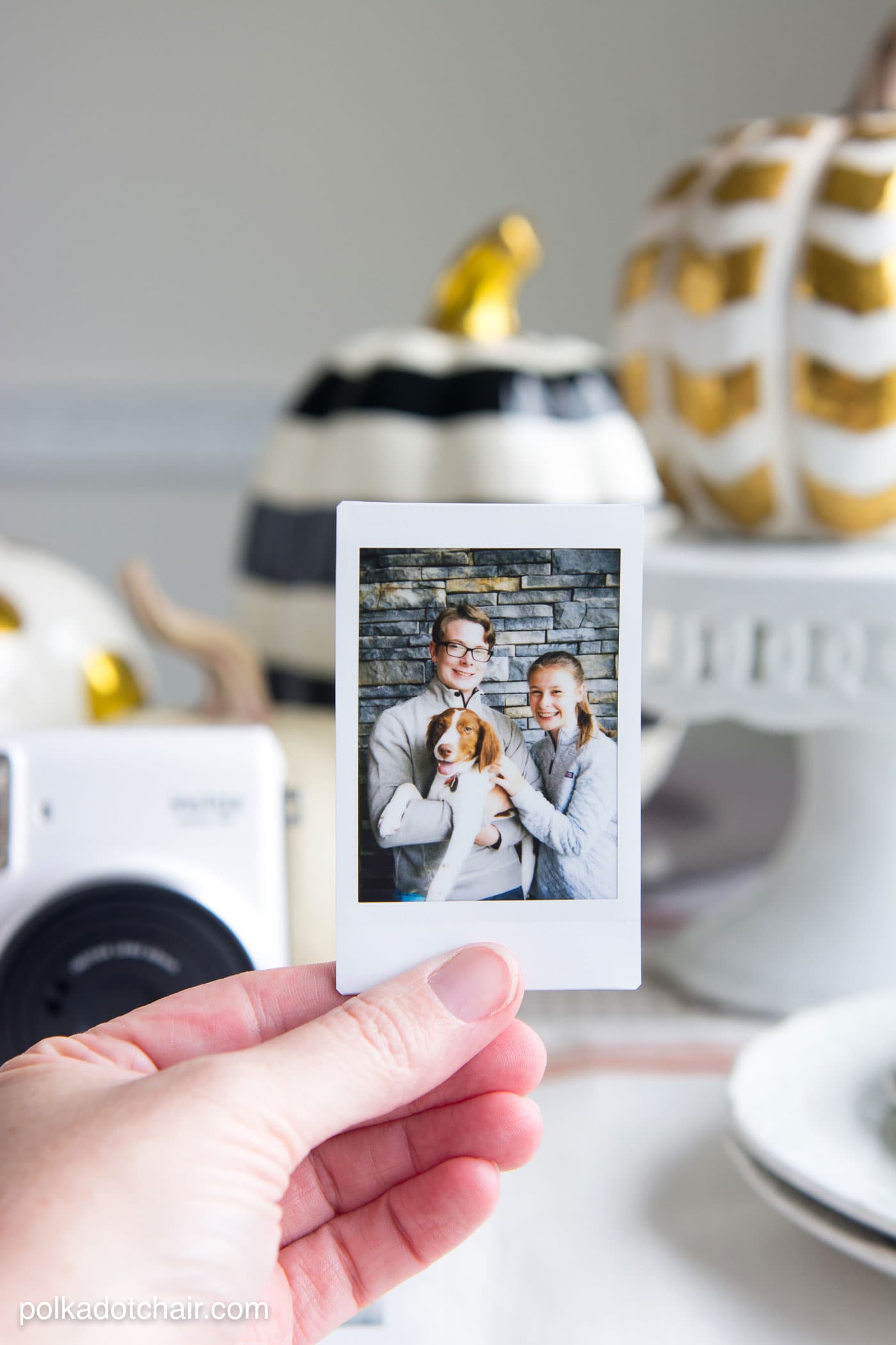 Cute idea for Thanksgiving Place Cards- DIY Photo place cards using Instax photos