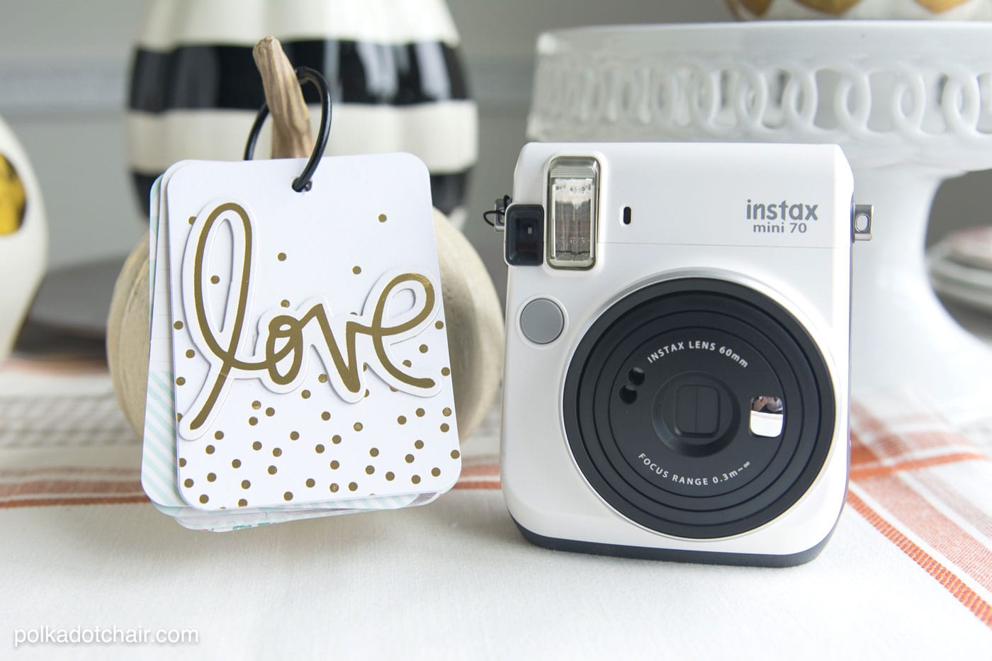 Cute idea for Thanksgiving Place Cards- DIY Photo place cards using Instax photos