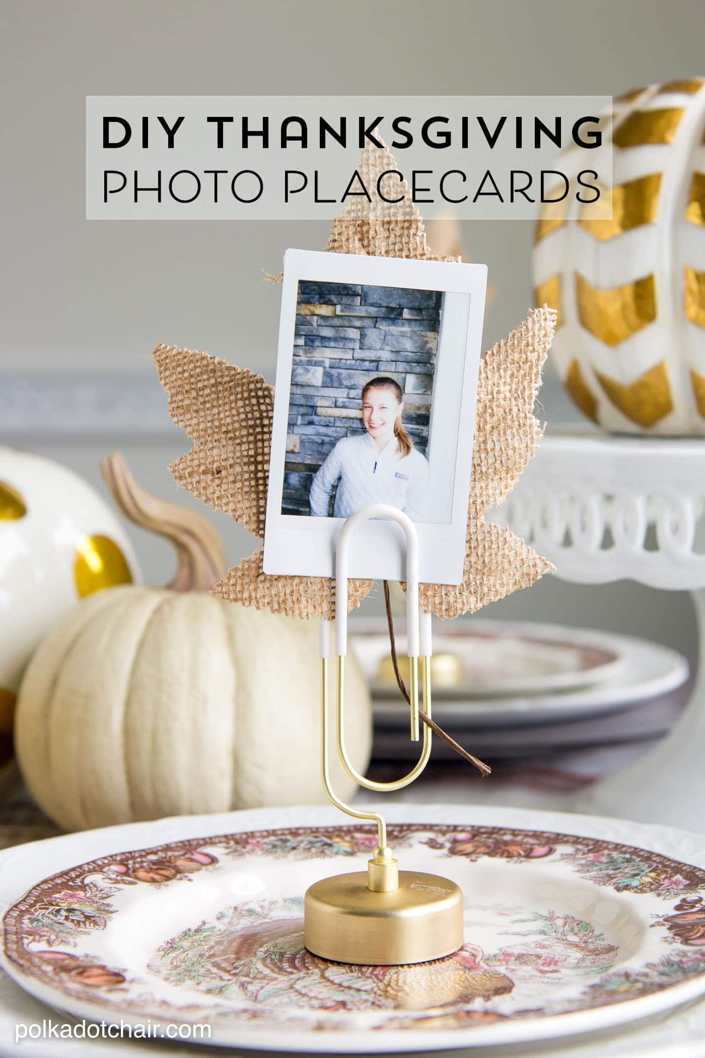 Cute idea for Thanksgiving Place Cards- DIY Photo place cards using Instax photos