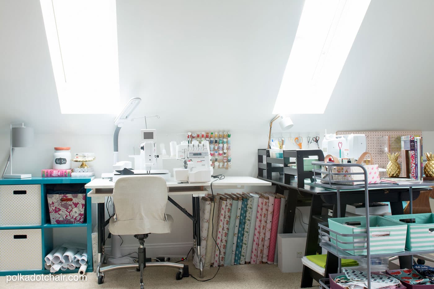 Cute and Clever Sewing Room Organization Ideas; fun ideas for storage and ways to make your sewing space more functional