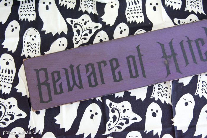 How to make your own Wood Halloween Sign; A cute "Beware of Hitchhiking Ghosts" Haunted Mansion Inspired DIY Project!