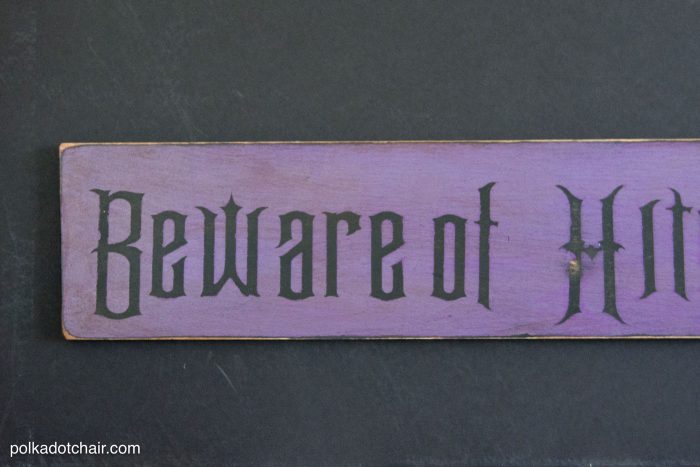 How to make your own Wood Halloween Sign; A cute "Beware of Hitchhiking Ghosts" Haunted Mansion Inspired DIY Project!