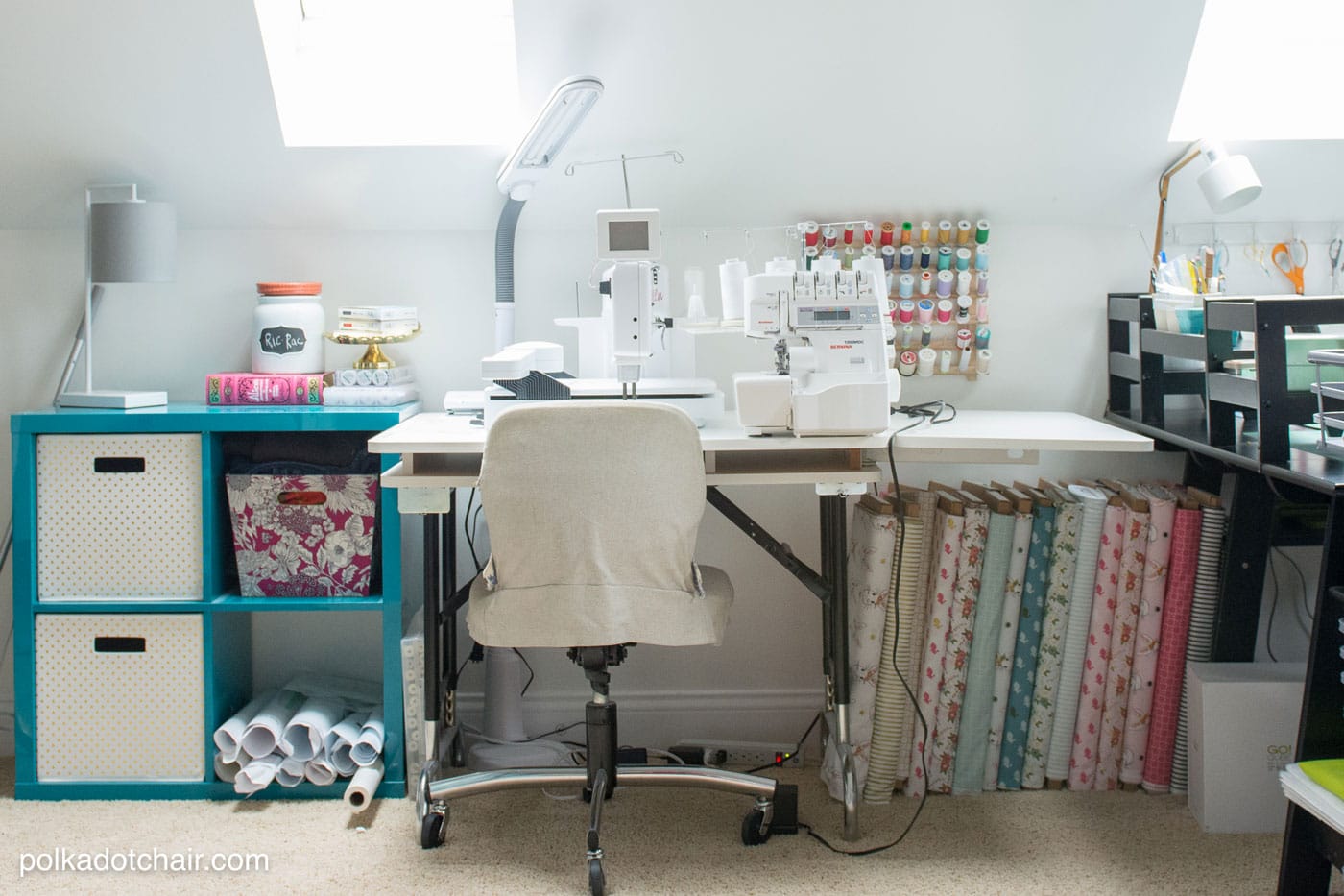 Cute and Clever Sewing Room Organization Ideas; fun ideas for storage and ways to make your sewing space more functional