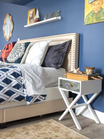 Blue and white bedroom decorating ideas and yogabed review on polkadotchair.com