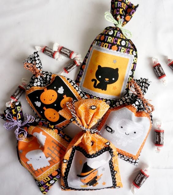 Colorful Halloween treat bags