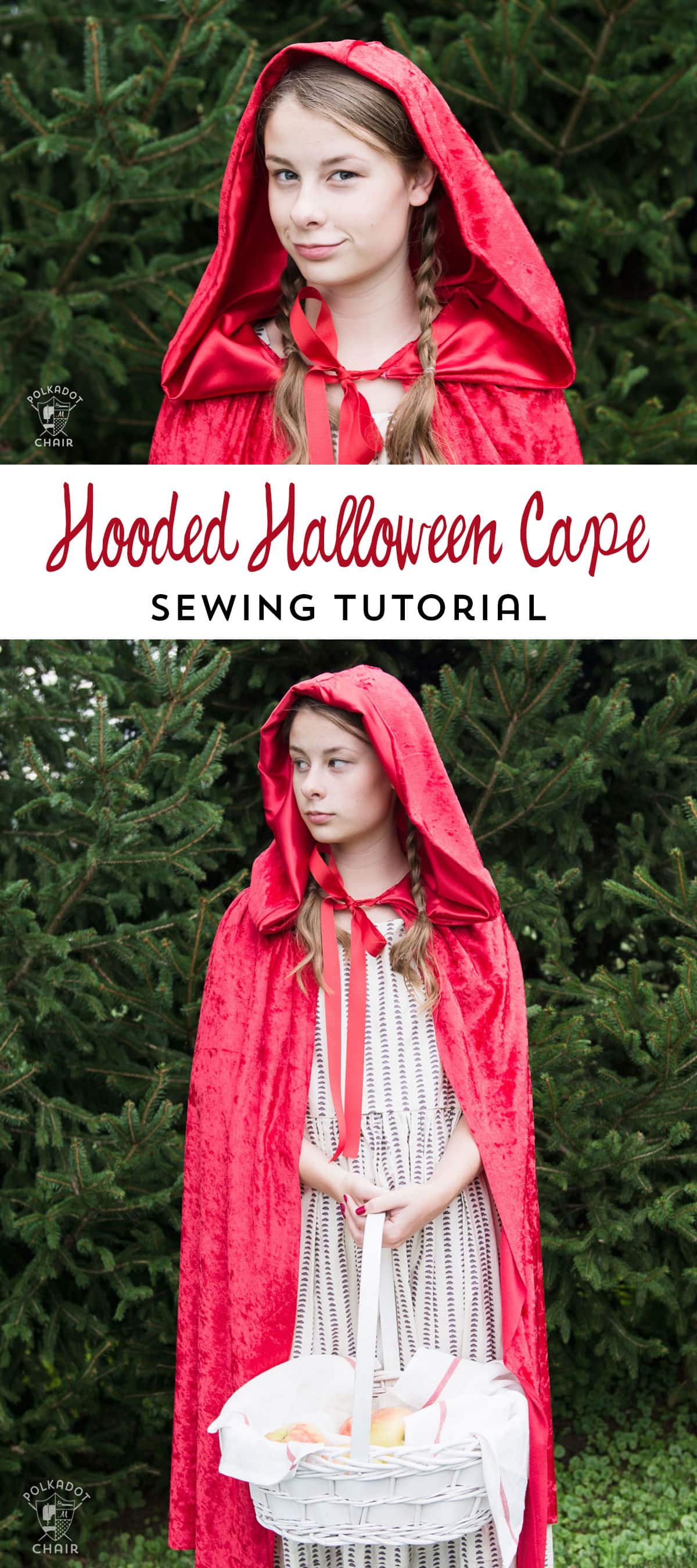 How to make a hooded cape for Halloween - tutorial teaches you how to resize it for kids or adults 