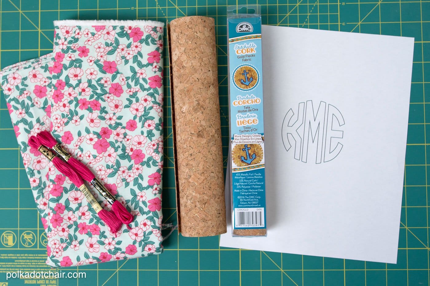 Free sewing pattern for a DIY Monogrammed Cork Clutch on polkadotchair.com