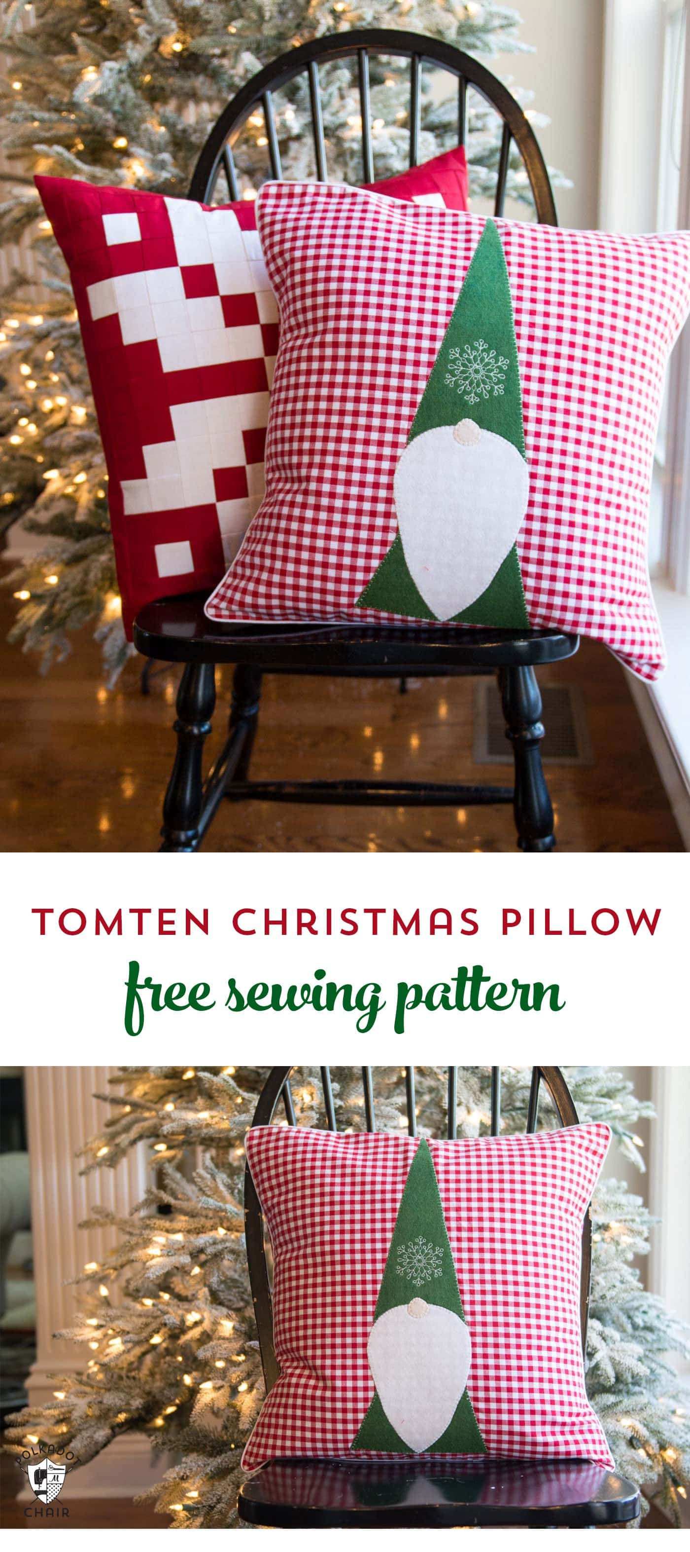 Free Sewing Pattern for a Tomten Christmas Gnome pillow - makes a cute DIY Christmas decoration!!