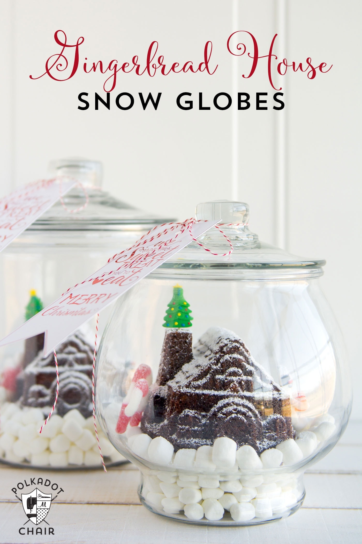 Cute DIY Gingerbread House Snow Globes and Free Printable Tags