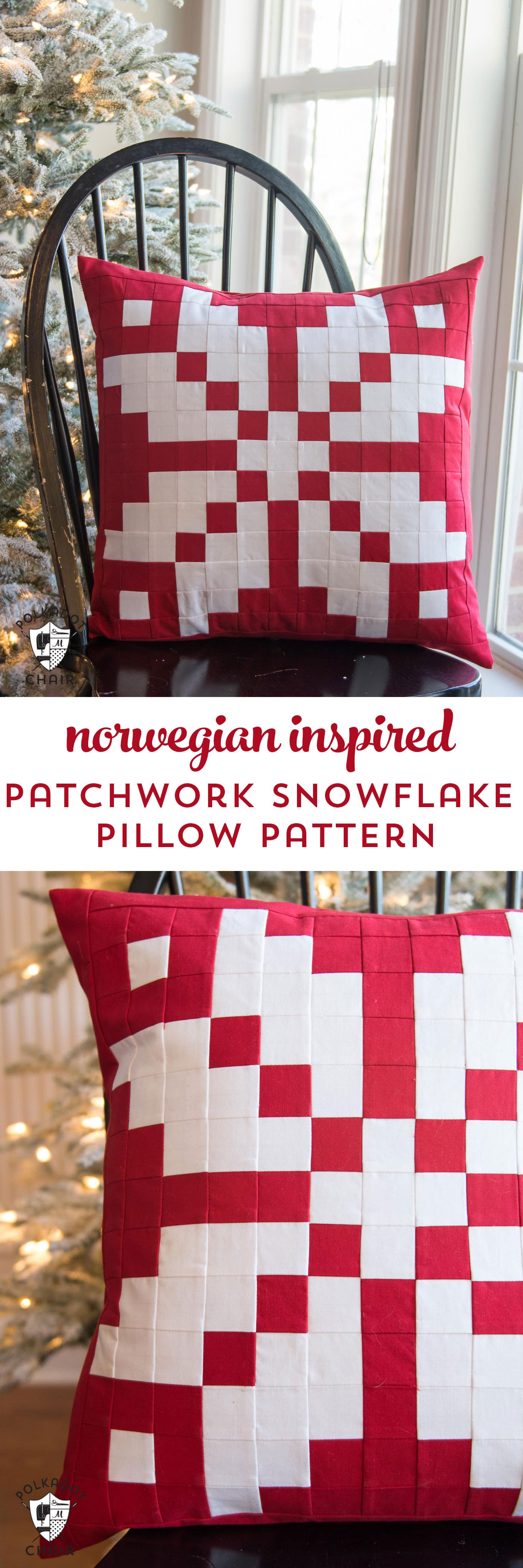 Free sewing pattern for a patchwork Norwegian knit wear inspired snowflake pattern