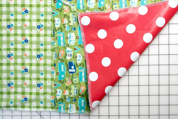 DIY Patchwork Waterproof Picnic Blanket Pattern, an easy to sew tutorial for a picnic blanket that rolls up!