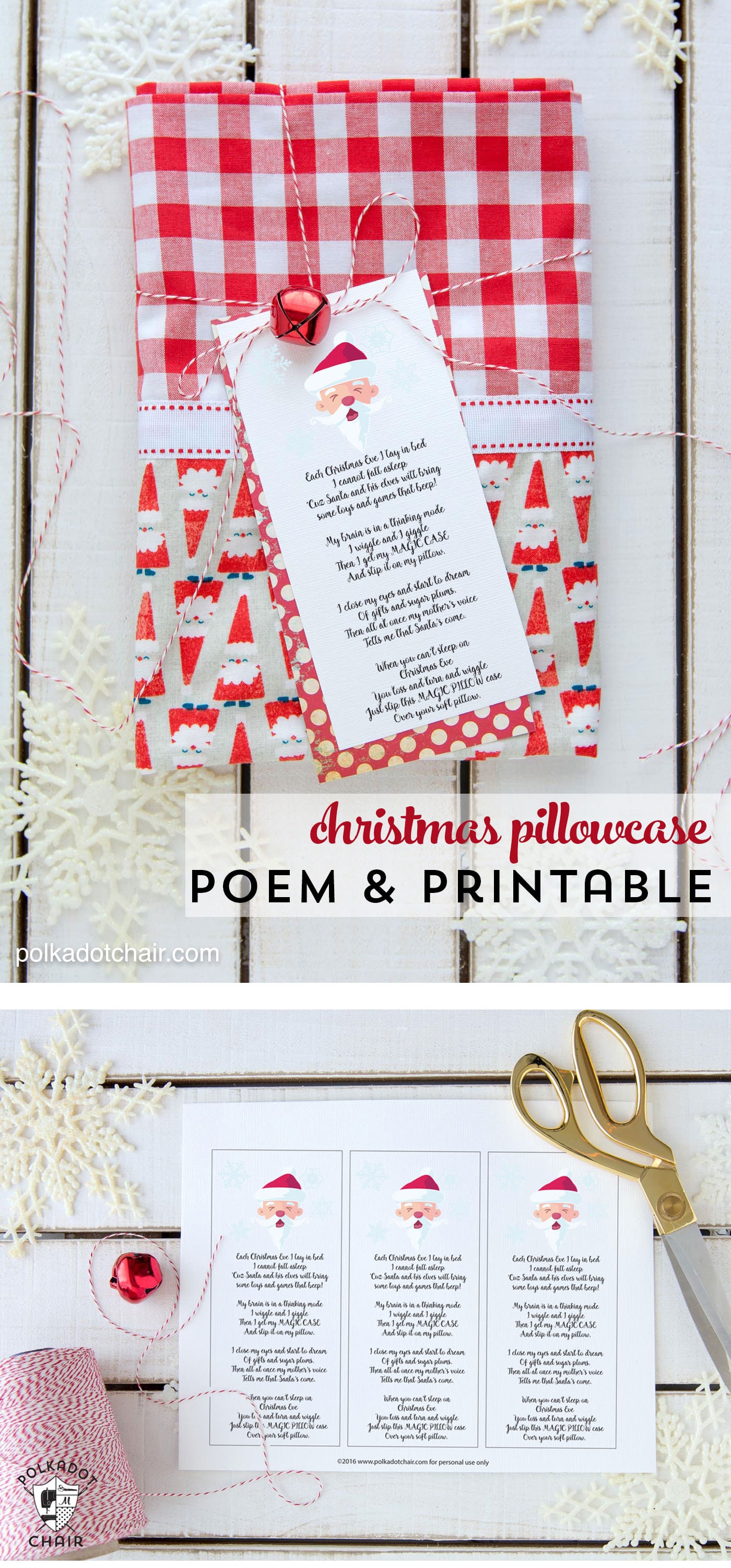 A free printable gift tag with a poem to attach to a pillowcase to give as a gift for Christmas. A free printable pillowcase poem. #christmas #christmasgift #diychristmasgift #freeprintable
