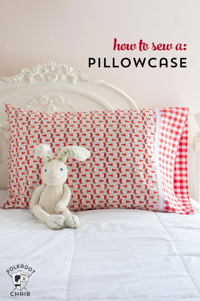 pillowcase on bed with bunny