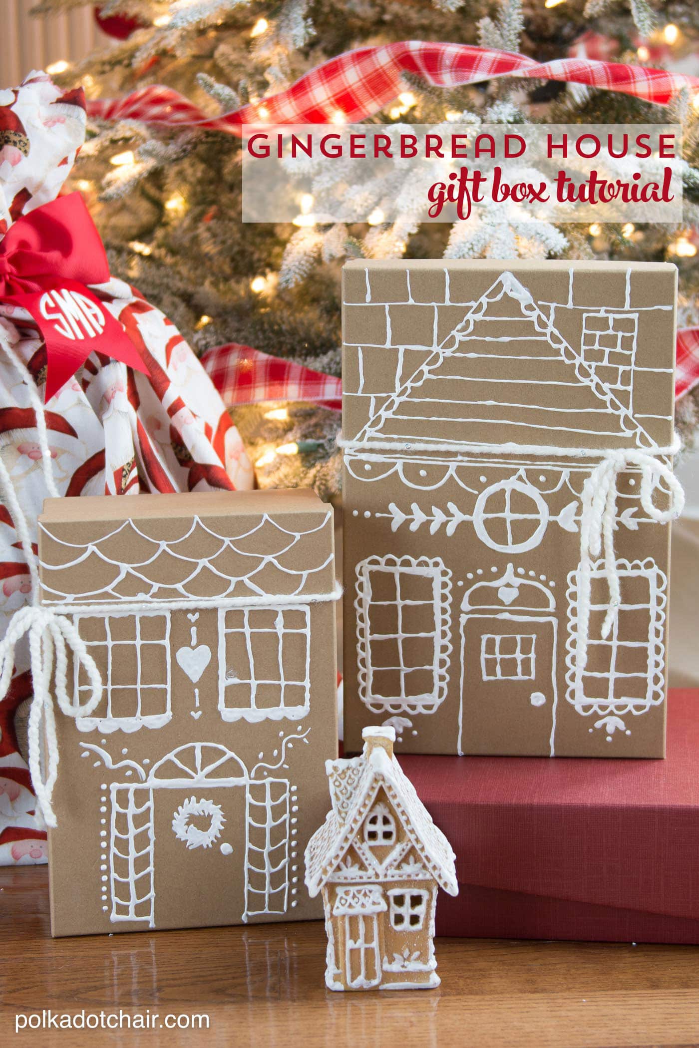 3 Cute and clever ways to wrap gifts this Christmas. Including how to make a santa sack, how to make gingerbread house gift boxes and how to make a pom pom to add to a gift. So many simple and creative gift wrap ideas!