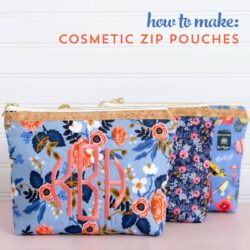 How to sew a cosmetic zippered pouch using only two fat quarters of fabric. Makes a great gift!