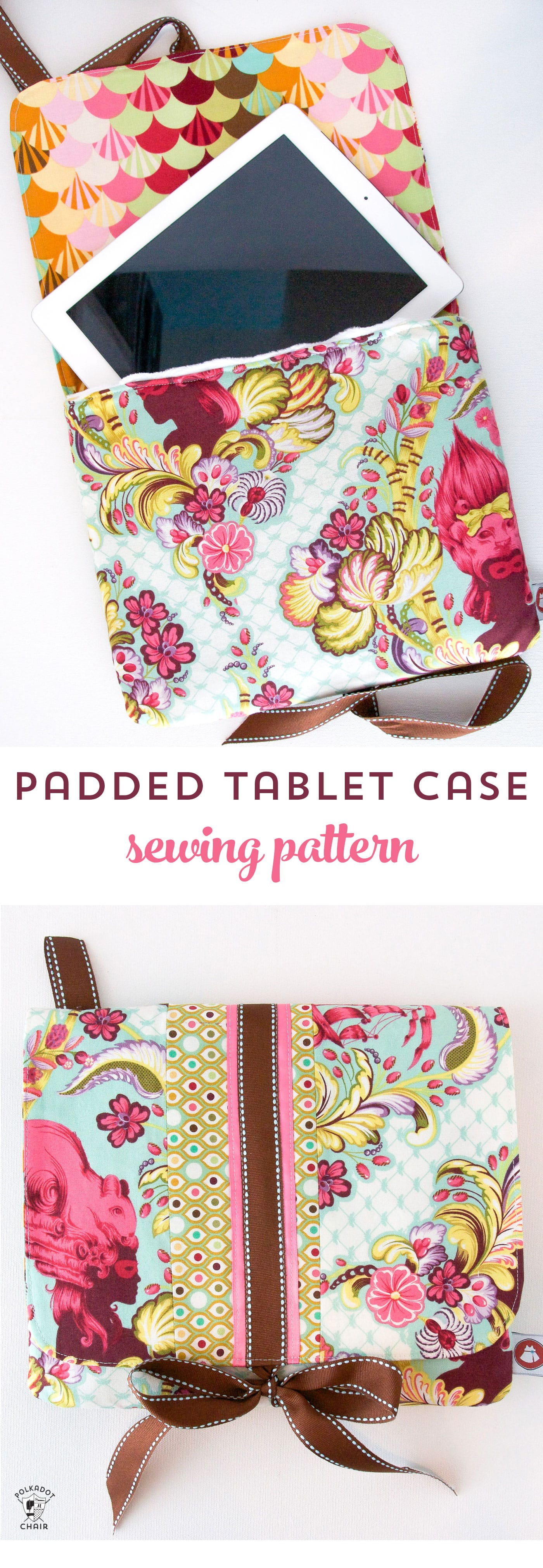 Tutorial for a padded ipad or tablet case. A free ipad case sewing pattern available on polkadotchair.com