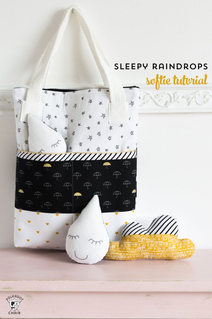 "Sleepy Raindrops" a free softie sewing pattern - makes a cute baby shower gift idea!