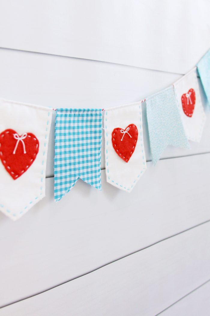Stitched Heart Fabric Banner by Flamingo Toes