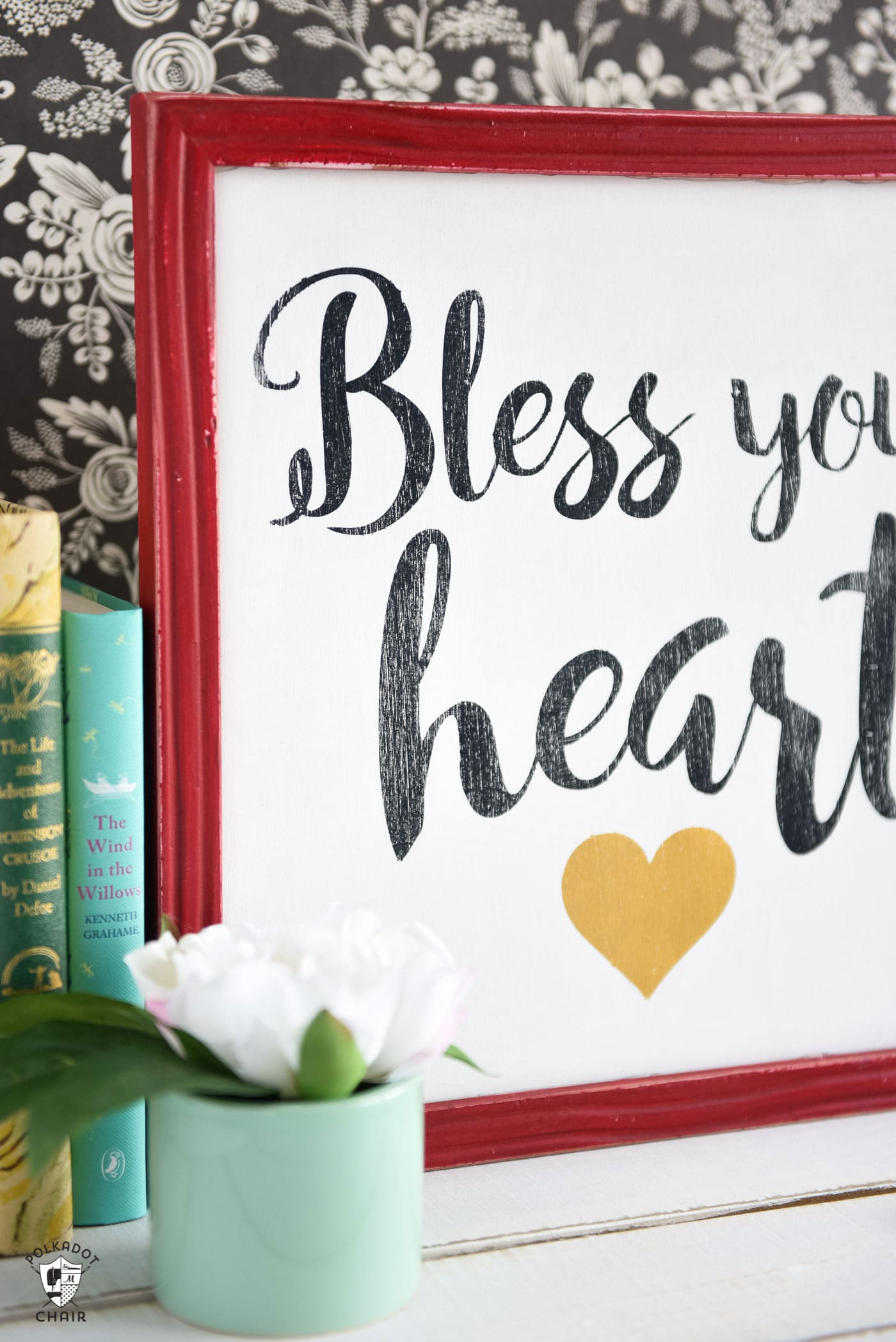 How to make a hand painted wood sign- This "Bless your Heart" sign is such a cute craft idea for Valentine's Day or for everyday!