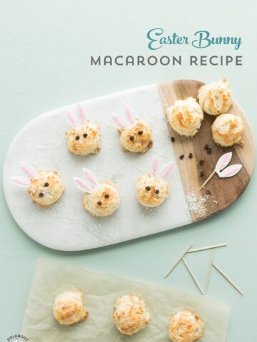 Recipe for Sugar Free Macaroons that look like Easter Bunnies. A cute recipe and Easter dessert idea