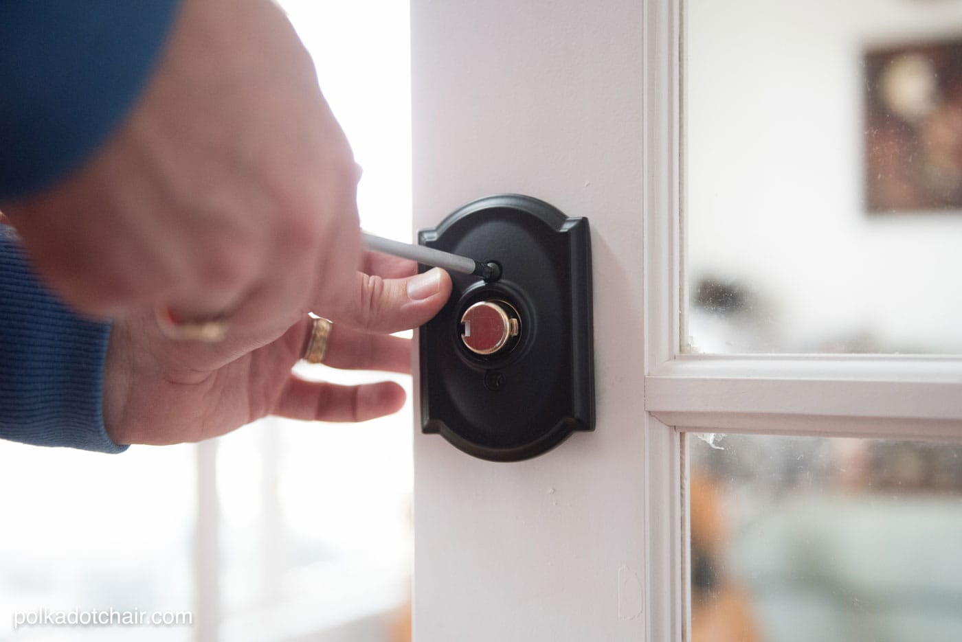 Learn how to easily change your door hardware and get lots of ideas for redecorating your home office or music room. Ideas for creating a gallery wall, a painted ceiling and lots of before and after photos!