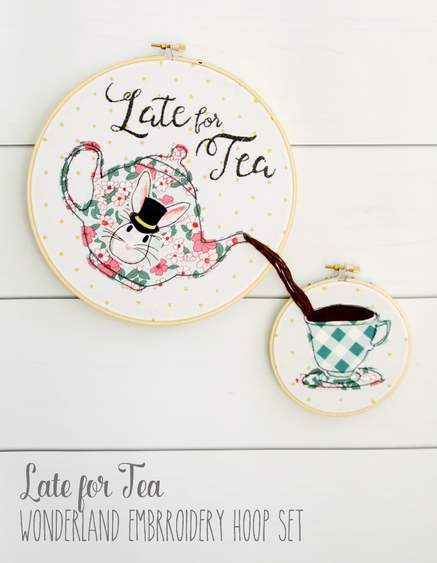 Late for Tea; Embroidery Hoop Art Free Pattern