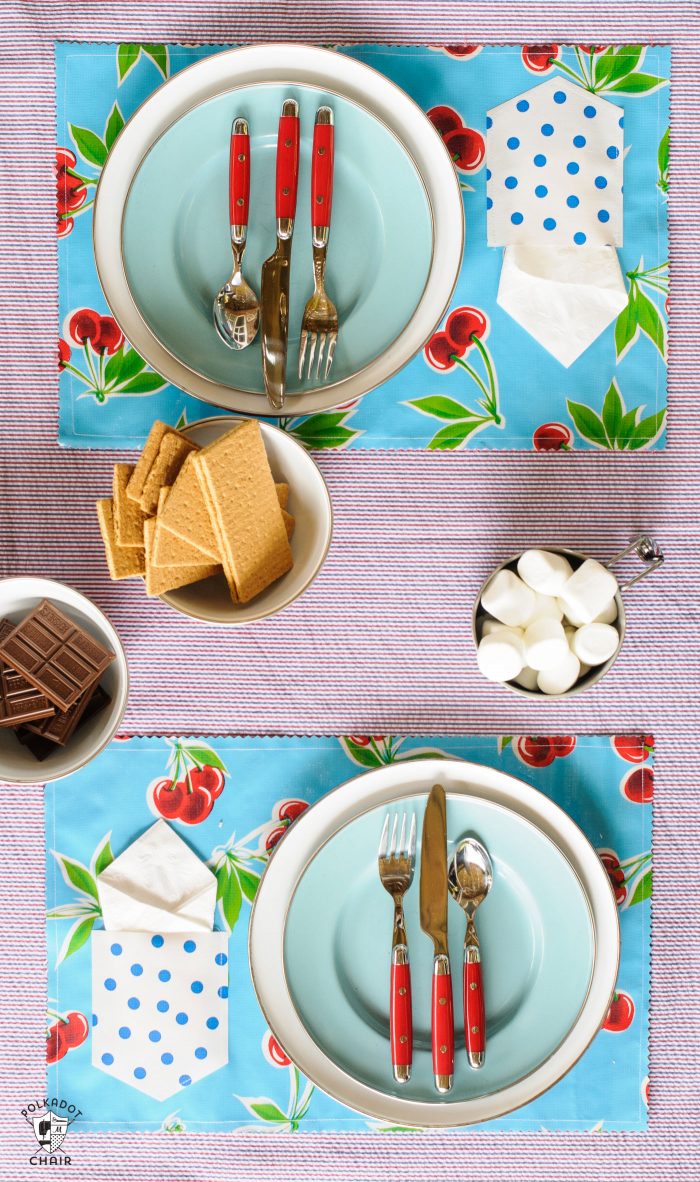 How to make an oilcloth placemat - a free sewing tutorial for a summer placemat with a pocket!