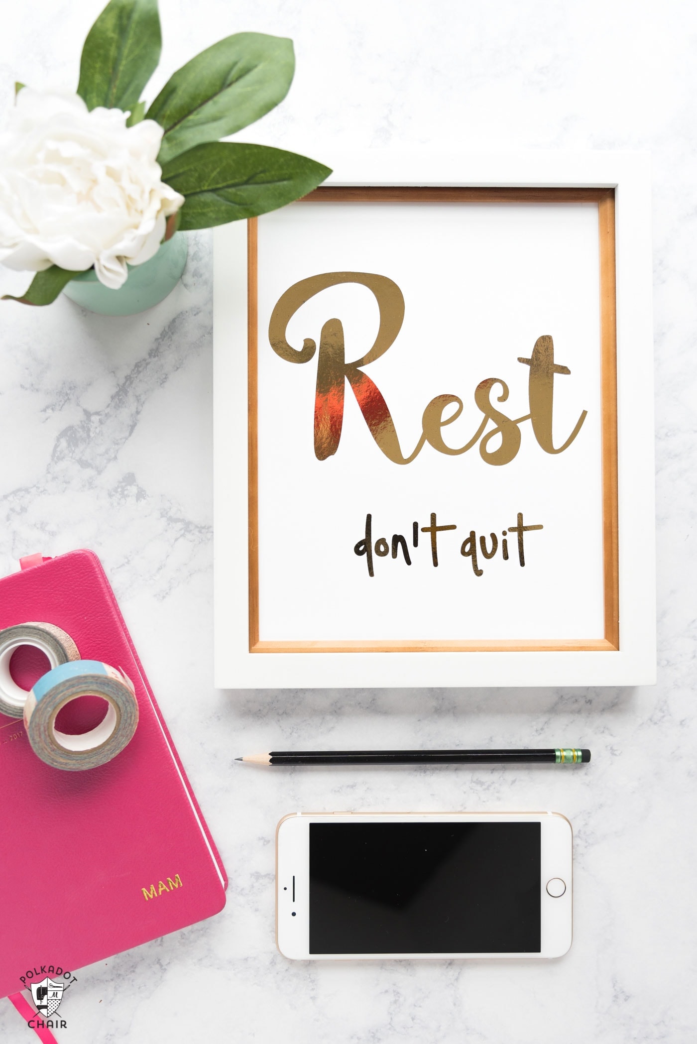 5 of the best blogging tips I've ever heard, along with a free printable "Rest, Don't Quit" on polkadotchair.com