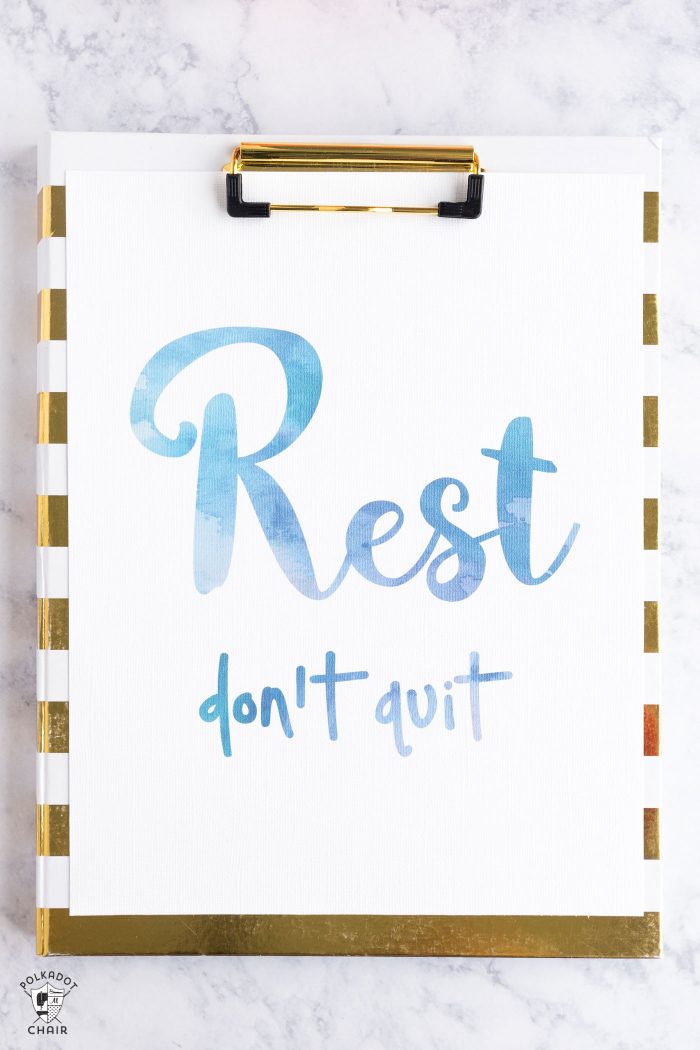 5 of the best blogging tips I've ever heard, along with a free printable "Rest, Don't Quit" on polkadotchair.com