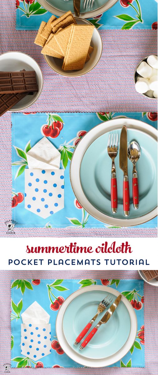 How to make an oilcloth placemat - a free sewing tutorial for a summer placemat with a pocket!