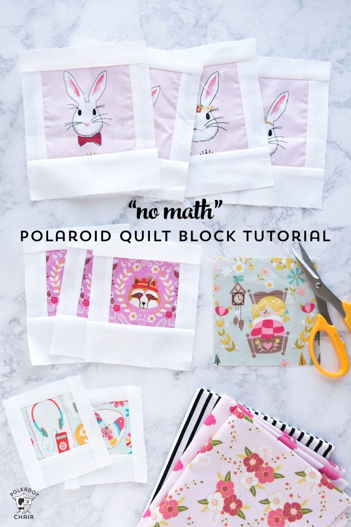  zdarma žádný matematický Polaroid quilt block tutorial. Naučte se, jak vyrobit bloky Polaroid quilt v jakékoli velikosti - bez nutnosti matematiky!